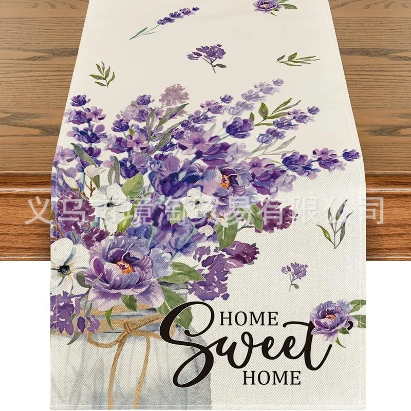 Linen Table Runner Pastoral Flower Lemon Summer Home Dining Table Outdoor Decoration Printed Tablecloth Table Runner