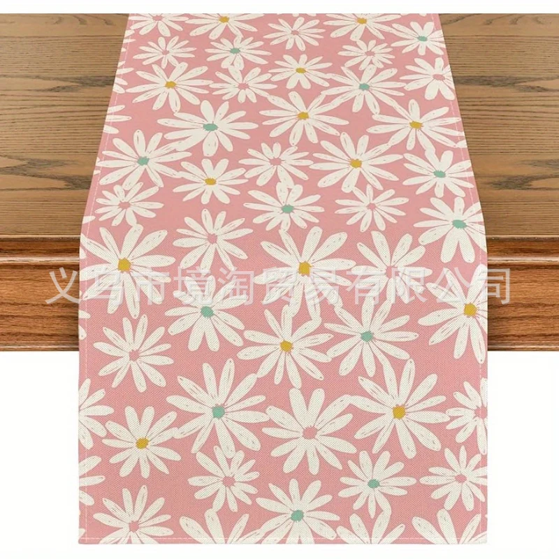 Linen Table Runner Pastoral Flower Lemon Summer Home Dining Table Outdoor Decoration Printed Tablecloth Table Runner