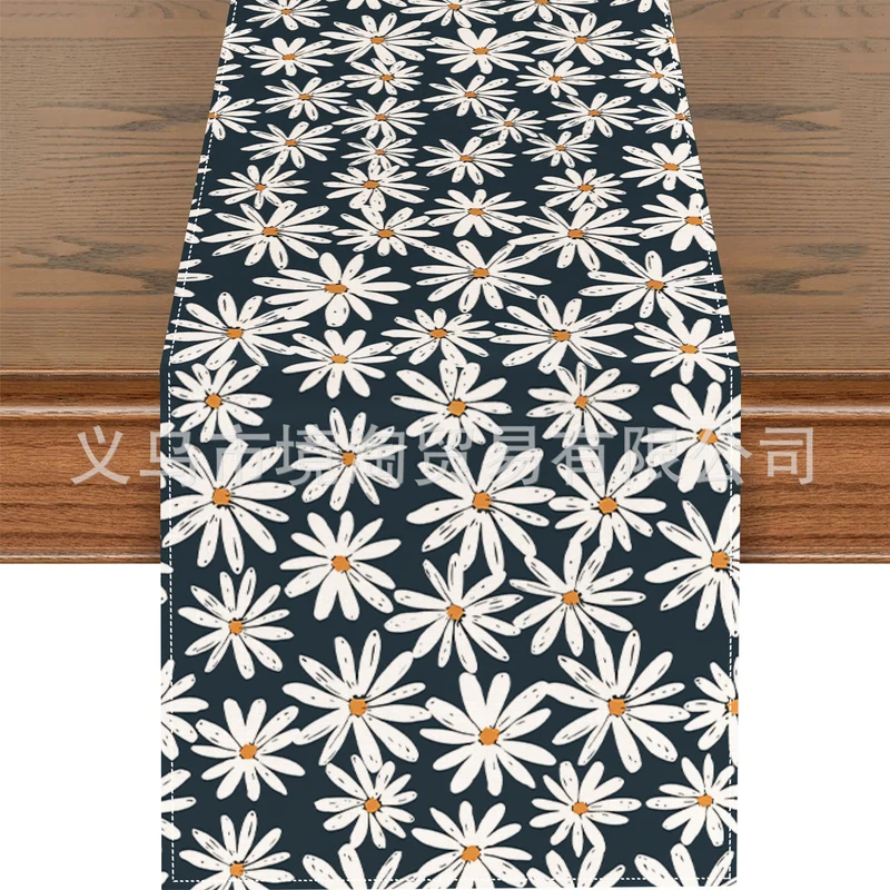 Linen Table Runner Pastoral Flower Lemon Summer Home Dining Table Outdoor Decoration Printed Tablecloth Table Runner