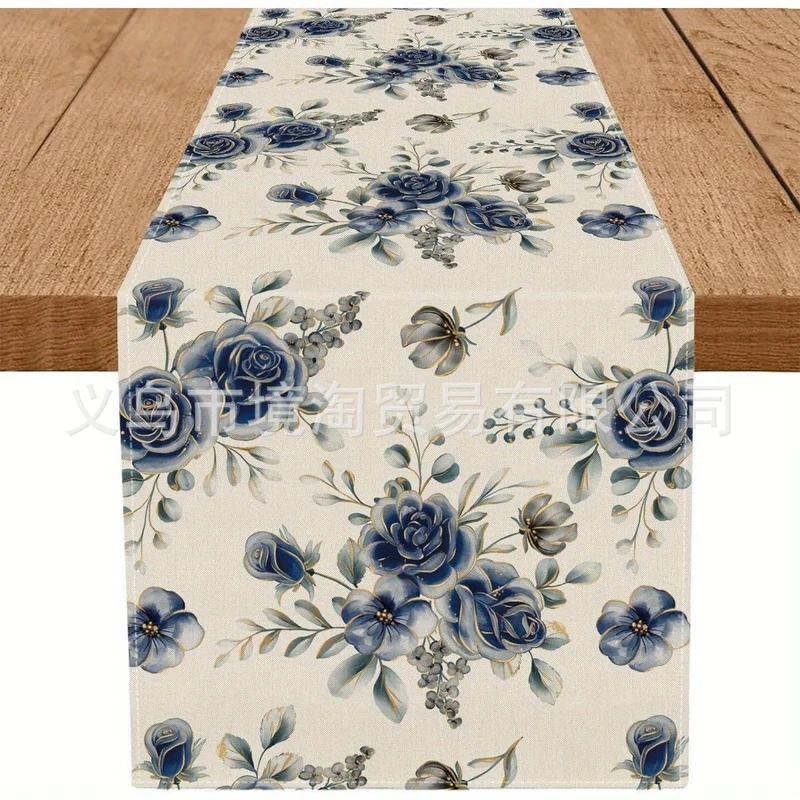 Linen Table Runner Pastoral Flower Lemon Summer Home Dining Table Outdoor Decoration Printed Tablecloth Table Runner