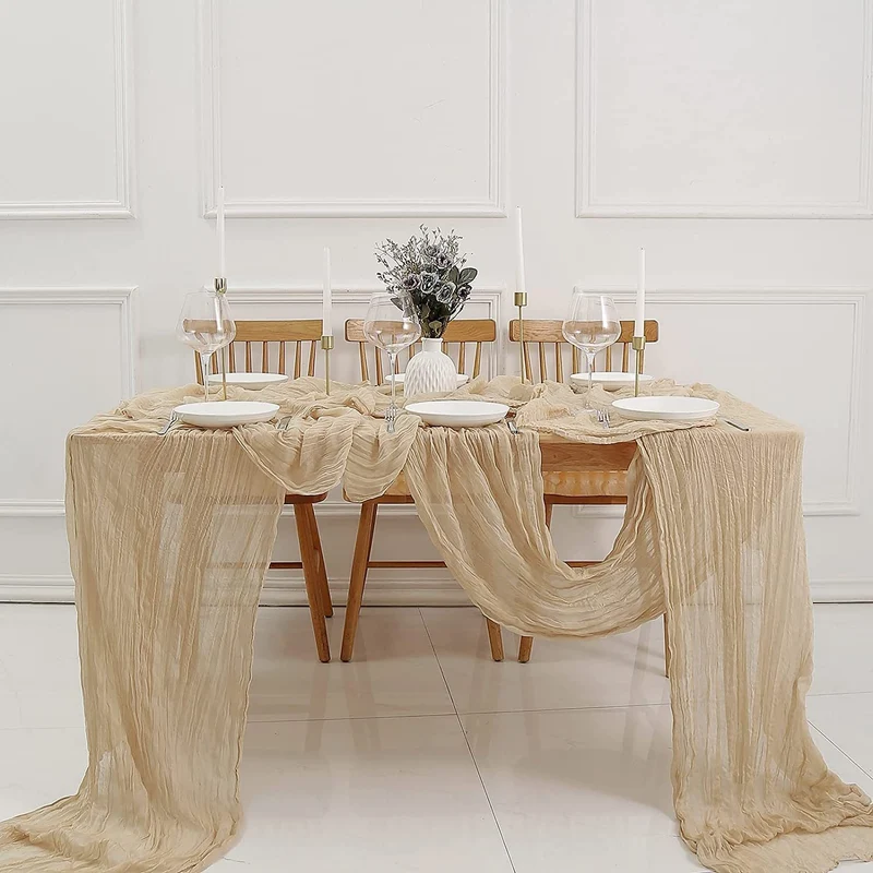 Bali Crepe Table Flag Foreign Trade Western Tablecloth Light Luxury High-End Wedding Party Decoration Pleated Table Flag Wholesale