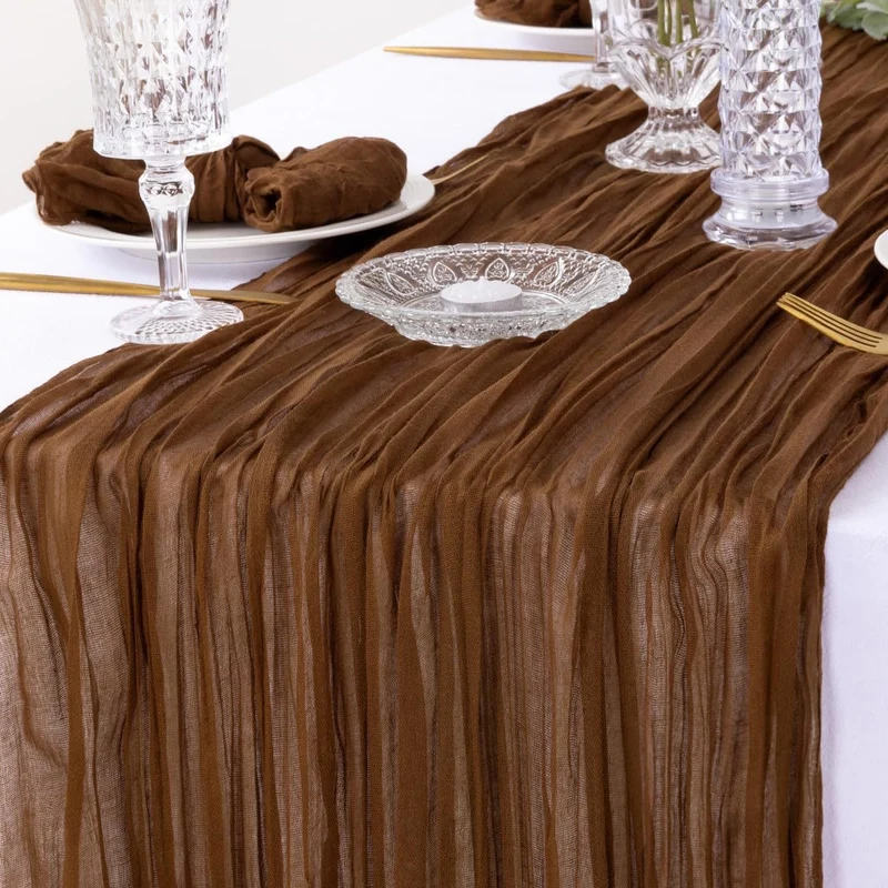 Bali Crepe Table Flag Foreign Trade Western Tablecloth Light Luxury High-End Wedding Party Decoration Pleated Table Flag Wholesale