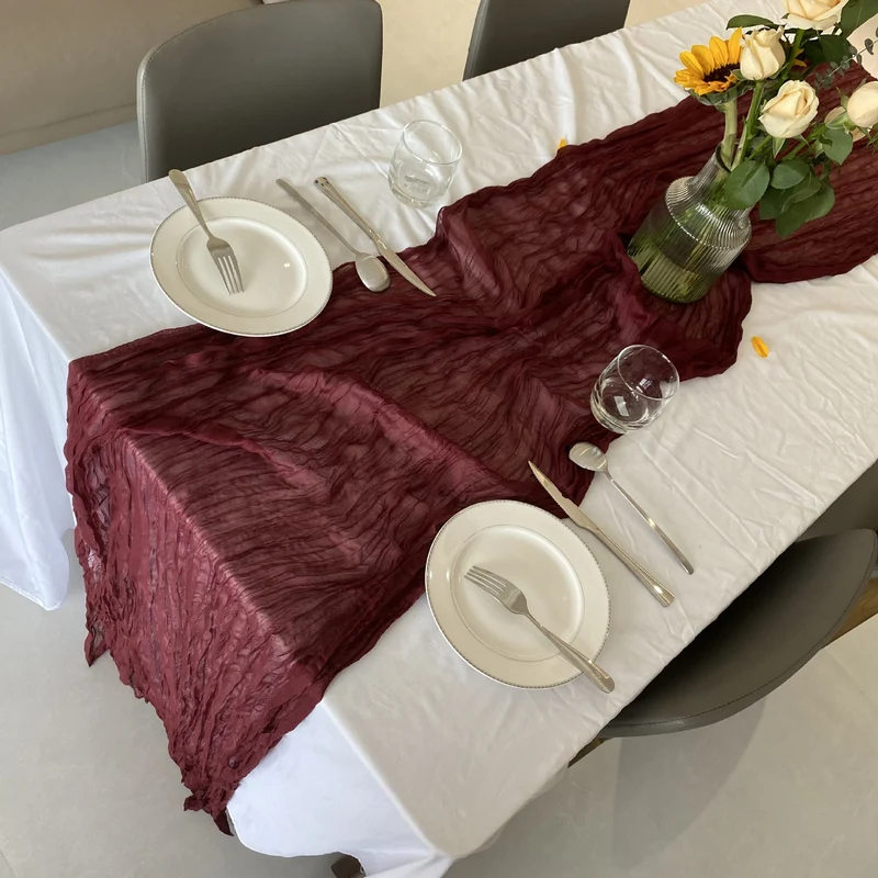 Bali Crepe Table Flag Foreign Trade Western Tablecloth Light Luxury High-End Wedding Party Decoration Pleated Table Flag Wholesale