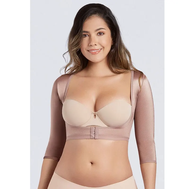 Open Bust Arm Shaper Compression Sleeves Posture Corrector Tops Shapewear Post Surgical Slimmer Black Breast up Upper Arm Shaper
