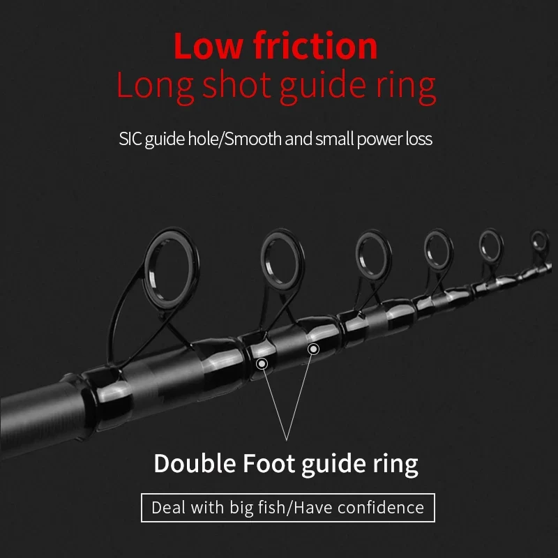 High Quality Carbon Spinning Rod 2.4m-5.4m Super Light 5/6/7/8 Sections Telescopic Long Handle Carbon Fiber Fishing Rod