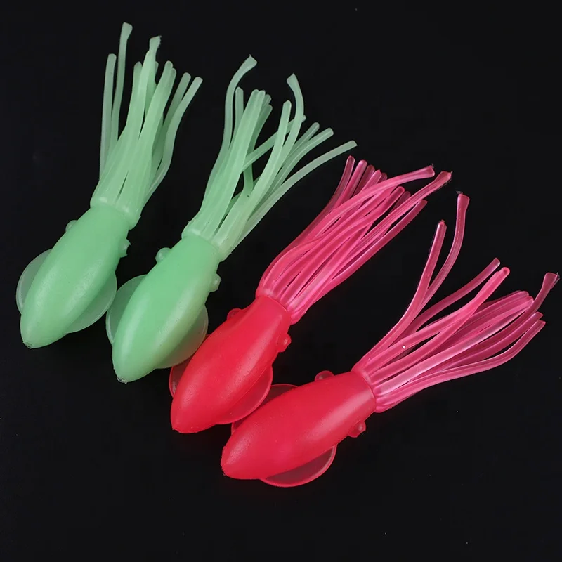 China Fishing Lure Supplier 3in 7.5cm 3g Trolling Squid Fishing Lure Solid Rubber Troll Squid Lure Luminous