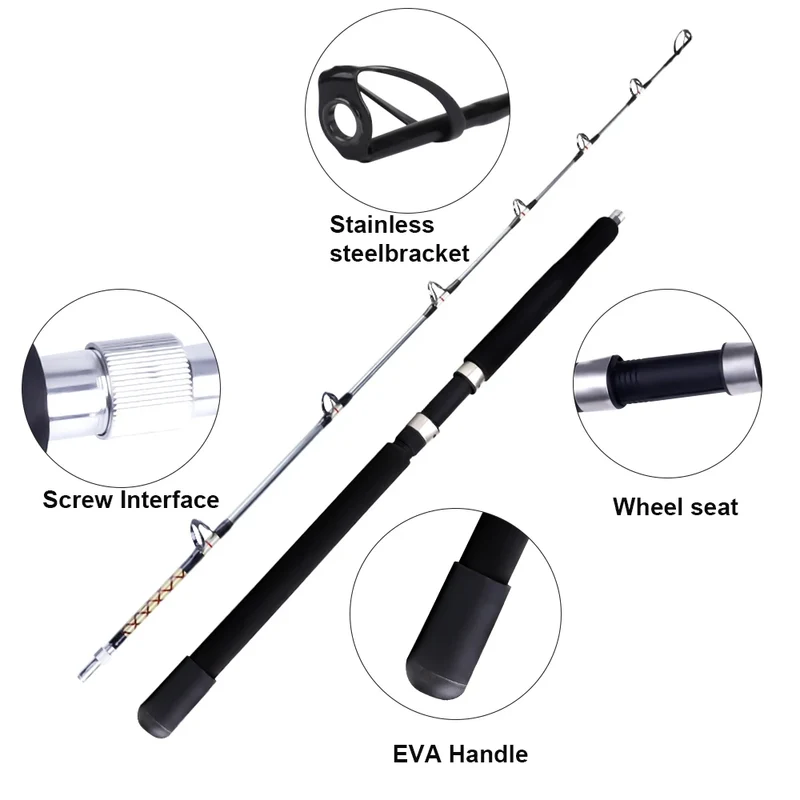 FTK 1pcs 2m Spinner Fishing Rods Fishing Rods for Bass Trout Walleye Catfish