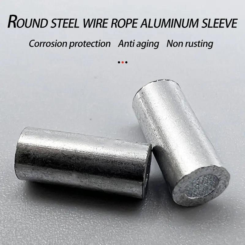 1000pcs Round Wire Rope Sleeve Aluminum Crimping Sleeve Fishing Line Connector Wire Rope Crimping Loop Sleeve