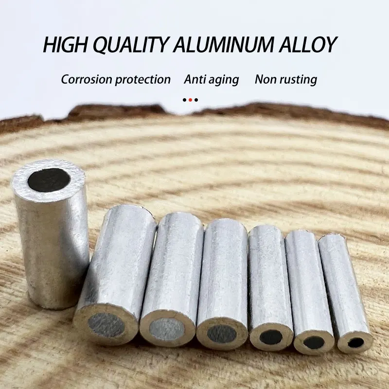 1000pcs Round Wire Rope Sleeve Aluminum Crimping Sleeve Fishing Line Connector Wire Rope Crimping Loop Sleeve