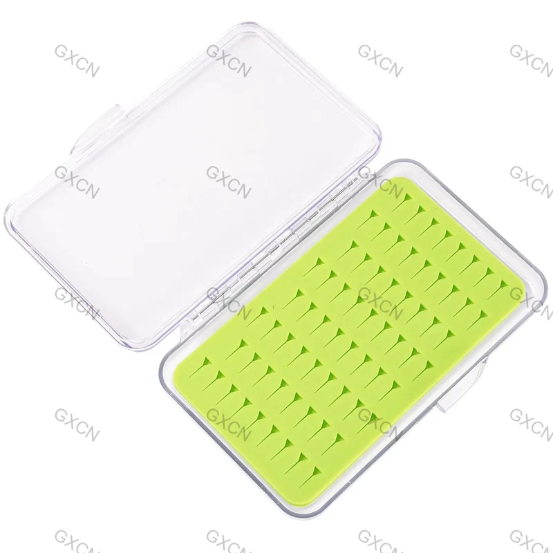 Ultra Slim Fly Fishing Fly Box Flies Silicone Case Plastic Pocket Clear Lid Easy Slit Green Small Vest