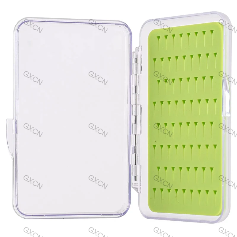 Ultra Slim Fly Fishing Fly Box Flies Silicone Case Plastic Pocket Clear Lid Easy Slit Green Small Vest