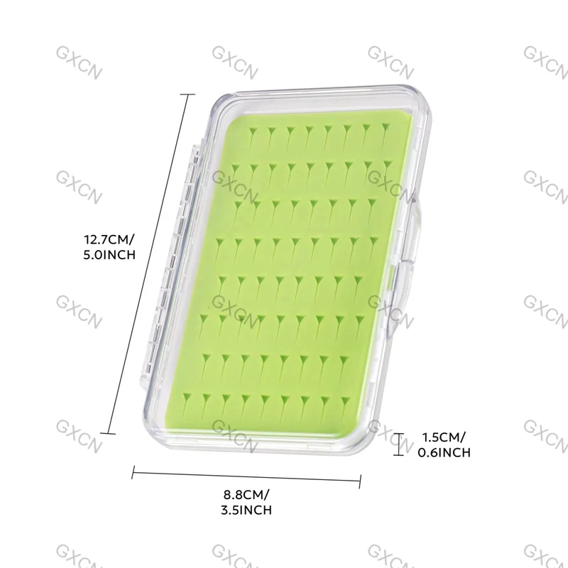 Ultra Slim Fly Fishing Fly Box Flies Silicone Case Plastic Pocket Clear Lid Easy Slit Green Small Vest
