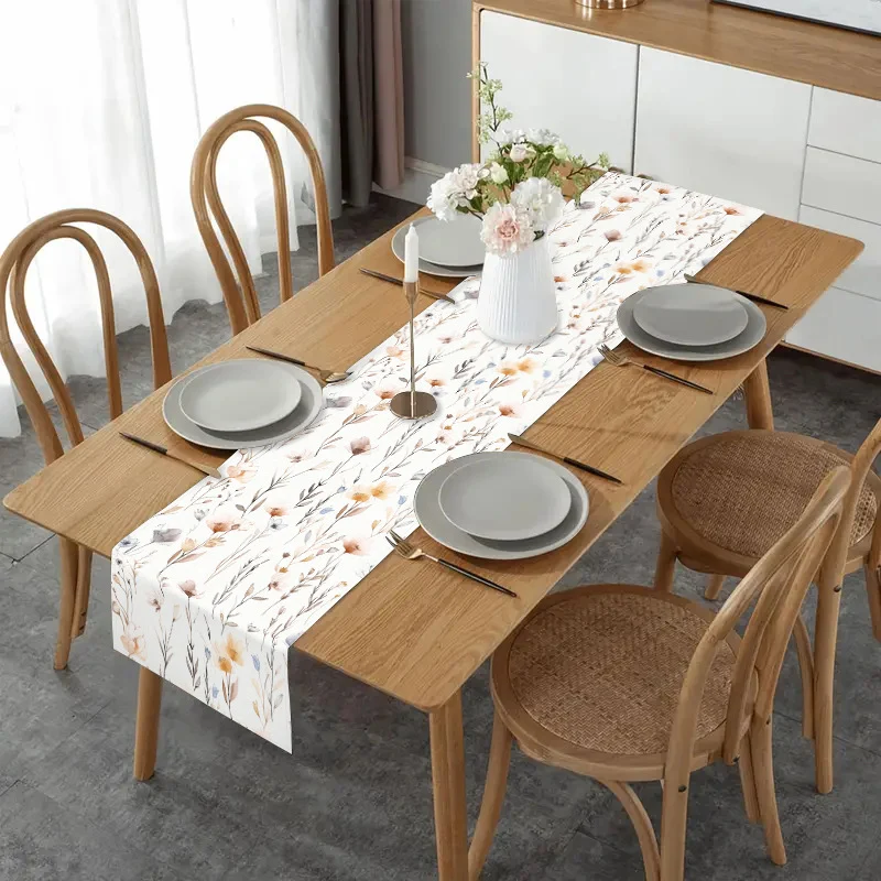 Amazon New Flower Table Runner Living Room Dining Table Decorative Tablecloth Cross-border Plant Flower Printing Tablecloth Coffee Table Cloth