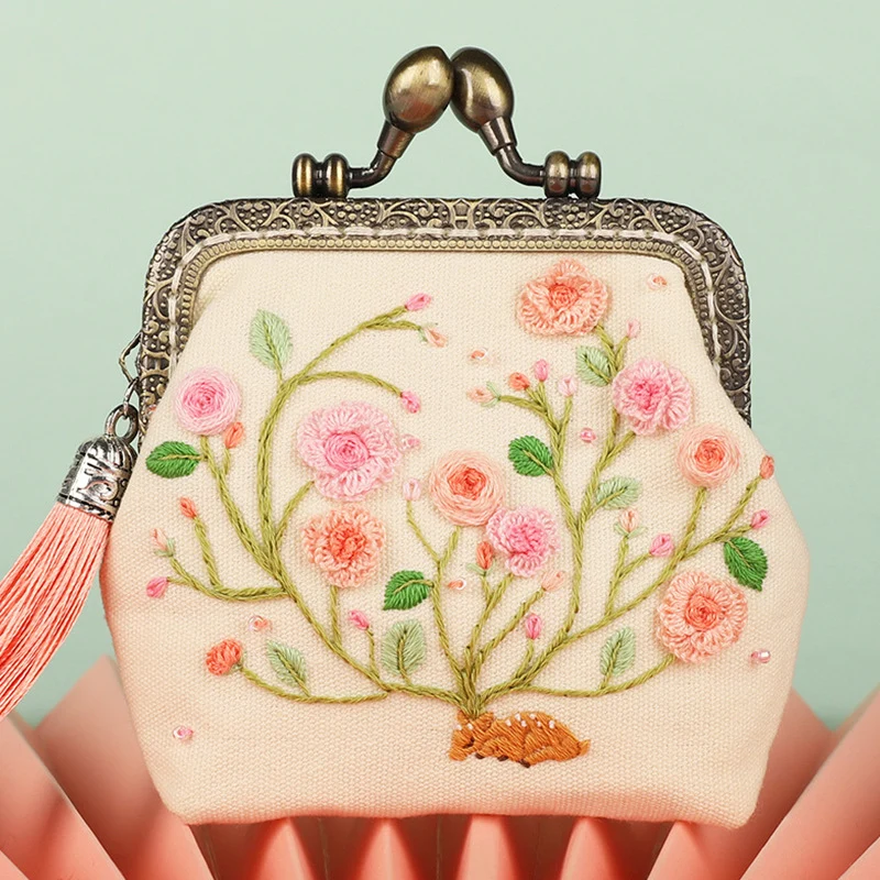 cross-border good embroidery diy manual self-embroidery beginner material bag antique suzhou embroidery gold bag embroidery ribbon embroidery