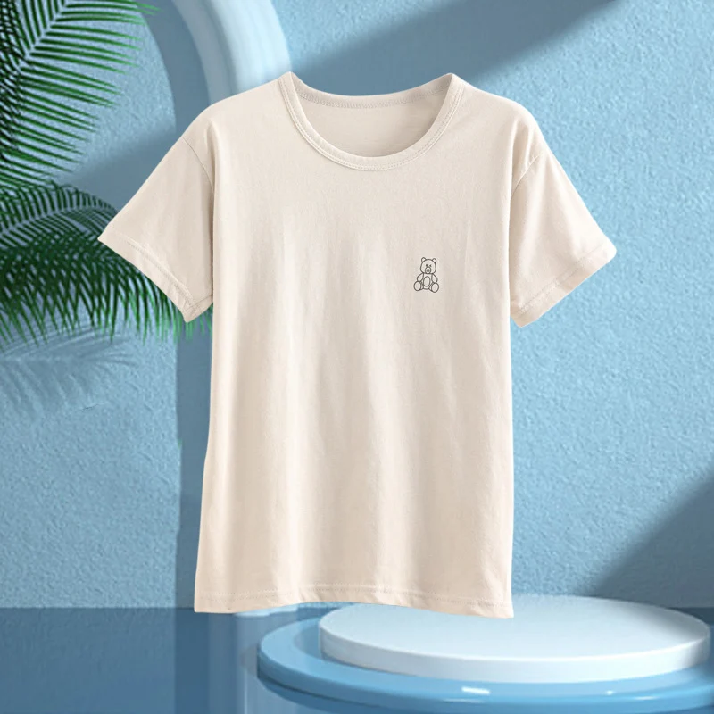 Children's Pajamas, Pure Cotton, Summer Short-Sleeved Shorts Set for Boys, Home Clothes for Girls, Air-Conditioned Clothes for Middle-Aged and Older Boys