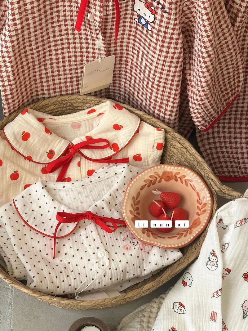 Princess Style Children's Lapel A-Class Cartoon Loungewear Set 2026 Spring New Baby Sweet and Cute Pajamas and Sleep Pants
