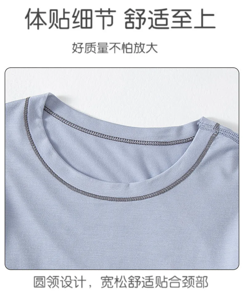 Summer Boys' Short-sleeved Shorts Modal Children's Pajamas Girls' Parent-child Home Clothes suit Children's Air-conditioning Clothes