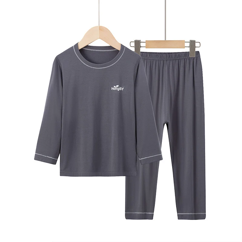 Summer Boys' Short-sleeved Shorts Modal Children's Pajamas Girls' Parent-child Home Clothes suit Children's Air-conditioning Clothes