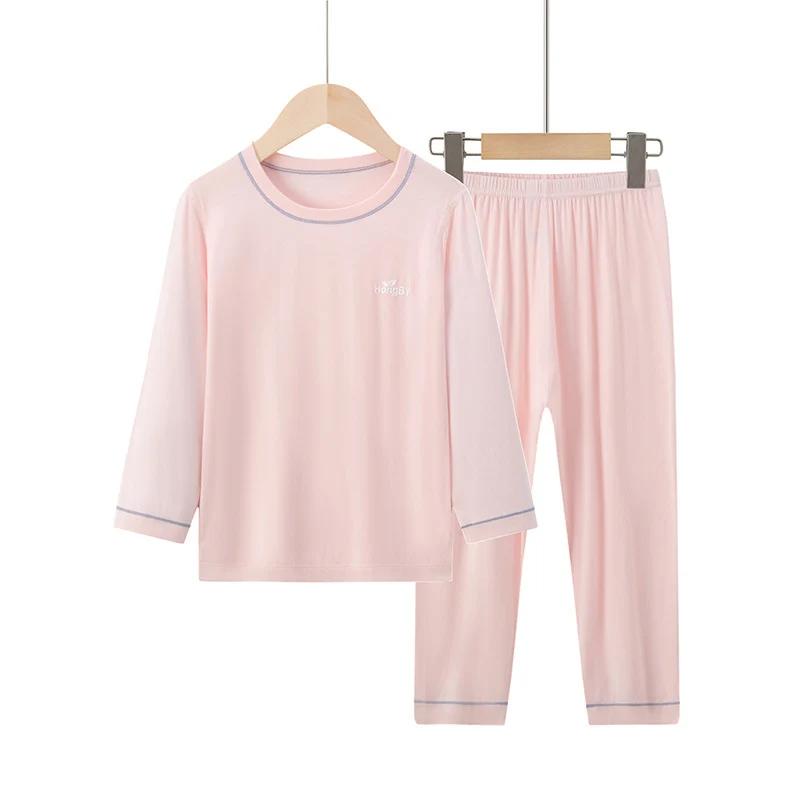 Summer Boys' Short-sleeved Shorts Modal Children's Pajamas Girls' Parent-child Home Clothes suit Children's Air-conditioning Clothes
