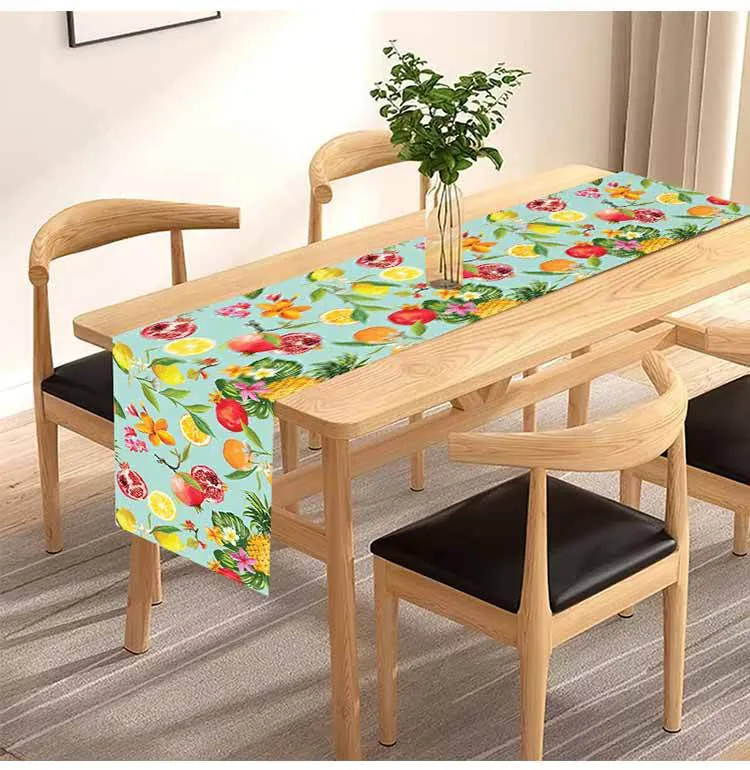 Amazon New Lemon Pomegranate Printed Table Flag Cross-border Home Fabric Decorative Tablecloth Linen Tablecloth Cushion Tea Flag
