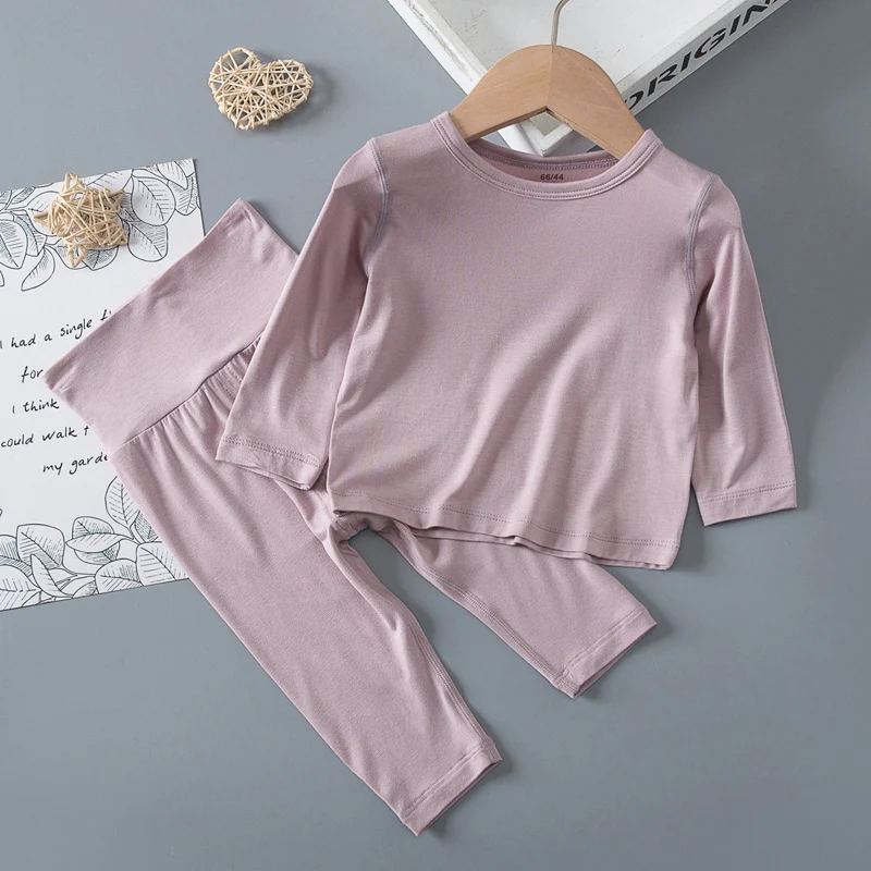 Category a Modal Infant Home Clothing Set High Waist Belly Protection Baby Long Sleeve Pajamas Air Conditioning Clothes Autumn Clothes Autumn Pants