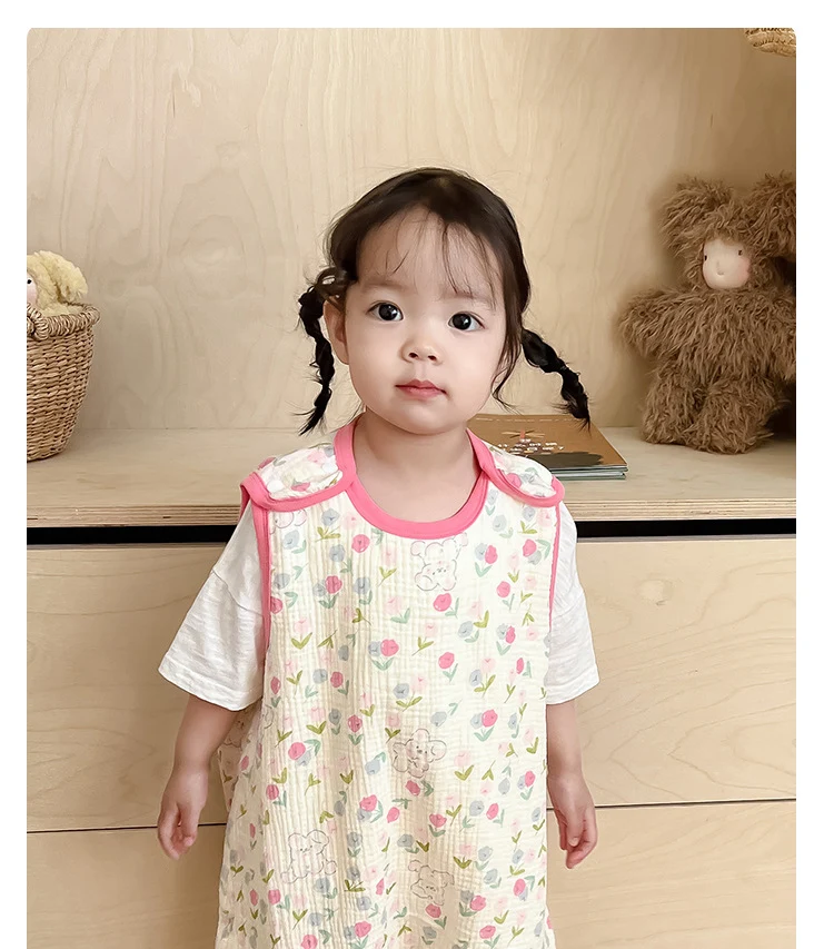 Baby Vest Sleeping Bag Summer Thin Gauze Pure Cotton Baby Kick-proof Sleeveless Children's Pajamas Air-conditioned Room Anti-cold