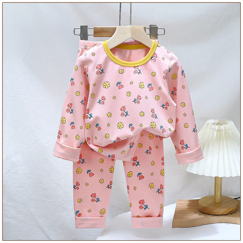 Children's Pajamas suit 2024 Autumn Baby Lycra Underwear Boys Home Clothes Girls Autumn Clothes Pants Children's Clothing Wholesale