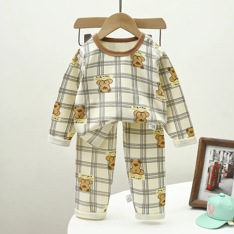 Children's Pajamas suit 2024 Autumn Baby Lycra Underwear Boys Home Clothes Girls Autumn Clothes Pants Children's Clothing Wholesale
