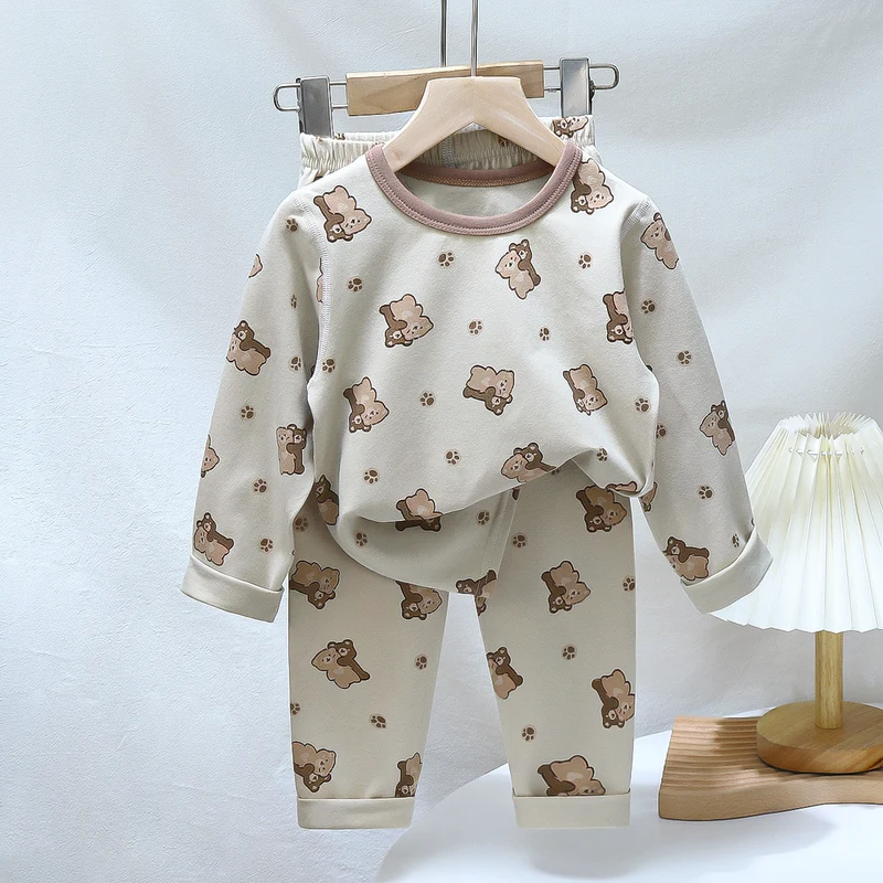 Children's Pajamas suit 2024 Autumn Baby Lycra Underwear Boys Home Clothes Girls Autumn Clothes Pants Children's Clothing Wholesale