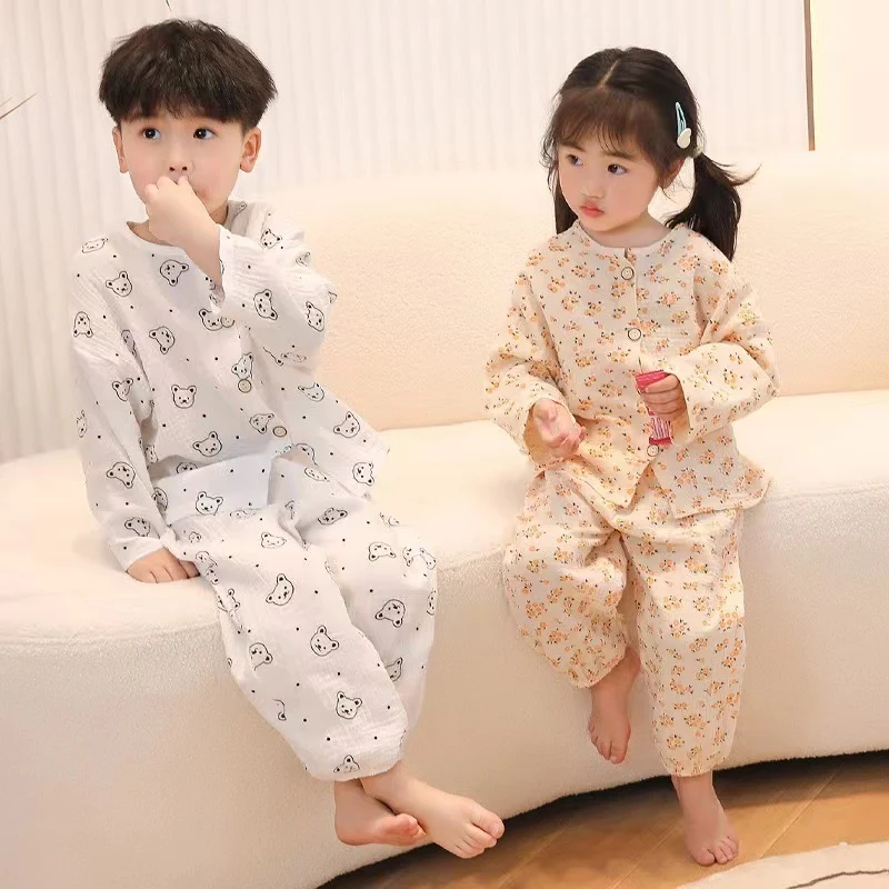 New Class A Children's Cotton Yarn Pajamas suit Boys and Girls Home Clothes Two-piece Cotton Baby's Spring and Autumn and Summer Children's Clothing