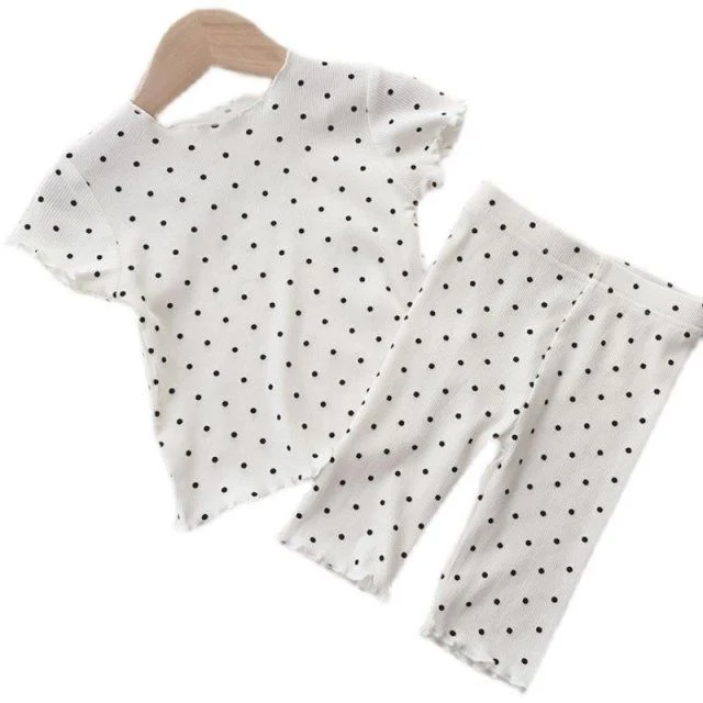 Children's Thin Short-Sleeved Air-Conditioned Clothing for Boys and Girls Summer Pajamas suit Can Wear Outfit Baby's Home Clothes Two-Piece Fashionable Set