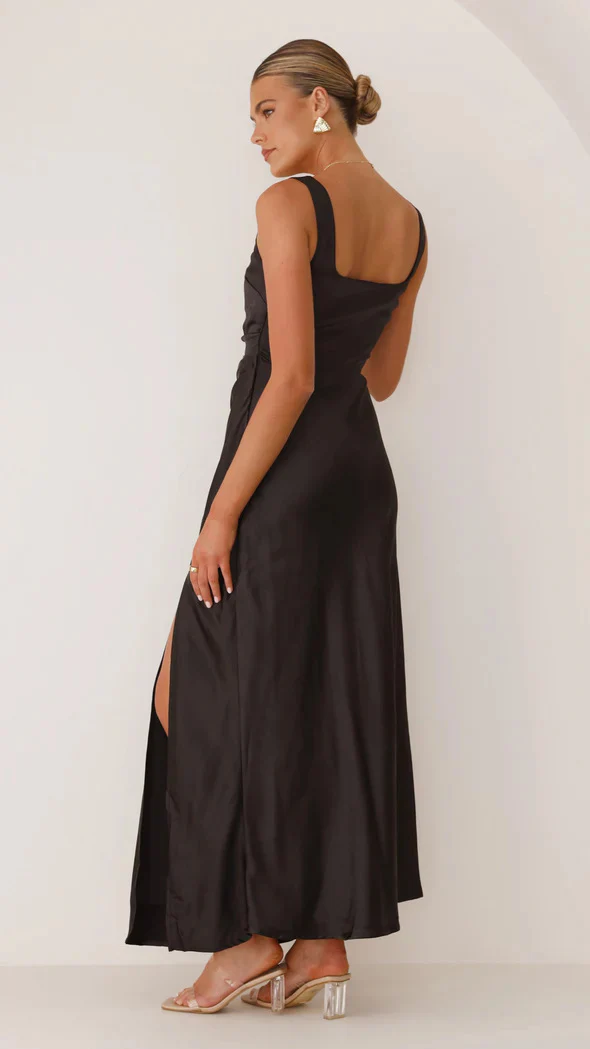 AliExpress Amazon Europe and the United States cross-border women's new solid color high-end sense satin high waist backless sexy dress