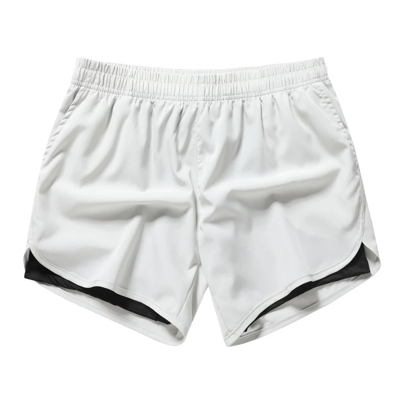 Men's Quick-drying Sports Shorts Fake Two-piece Fitness Triple Pants Marathon Running Pants Invisible Pocket for Mobile Phone