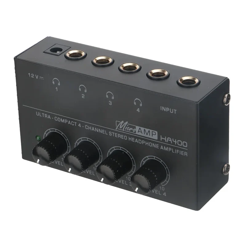 HA400 Ultra-Compact Stereo Audio Amplifier 4 Channels Mini Headphone Amplifier With Power Adapter 10MHz Earphone Amp for Music