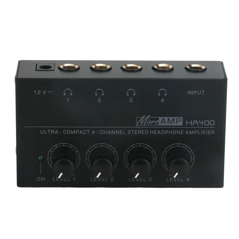 HA400 Ultra-Compact Stereo Audio Amplifier 4 Channels Mini Headphone Amplifier With Power Adapter 10MHz Earphone Amp for Music