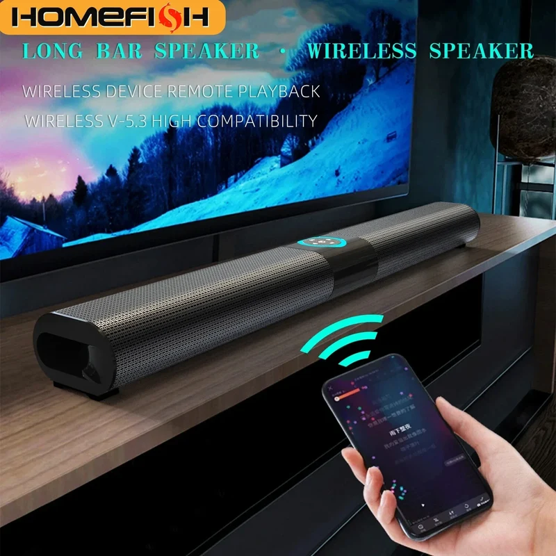 HOMEFISH BS-20 RGB Ambient Light Bluetooth Speaker 6 EQ Sound Effects 4 Speakers Supports TF, USB, AUX, RCA, Bluetooth, FM