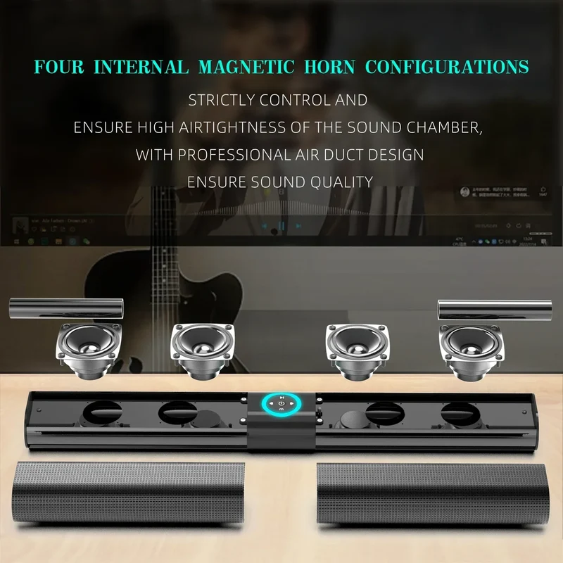 HOMEFISH BS-20 RGB Ambient Light Bluetooth Speaker 6 EQ Sound Effects 4 Speakers Supports TF, USB, AUX, RCA, Bluetooth, FM