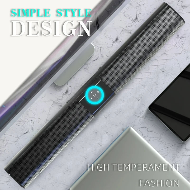 HOMEFISH BS-20 RGB Ambient Light Bluetooth Speaker 6 EQ Sound Effects 4 Speakers Supports TF, USB, AUX, RCA, Bluetooth, FM