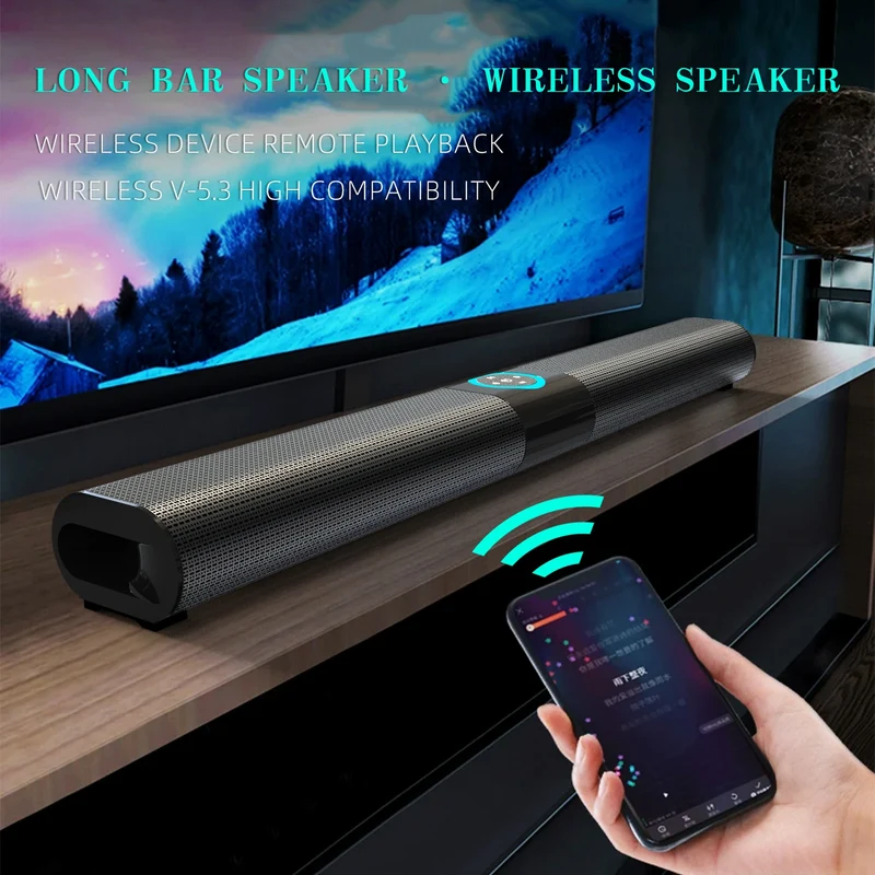 HOMEFISH BS-20 RGB Ambient Light Bluetooth Speaker 6 EQ Sound Effects 4 Speakers Supports TF, USB, AUX, RCA, Bluetooth, FM