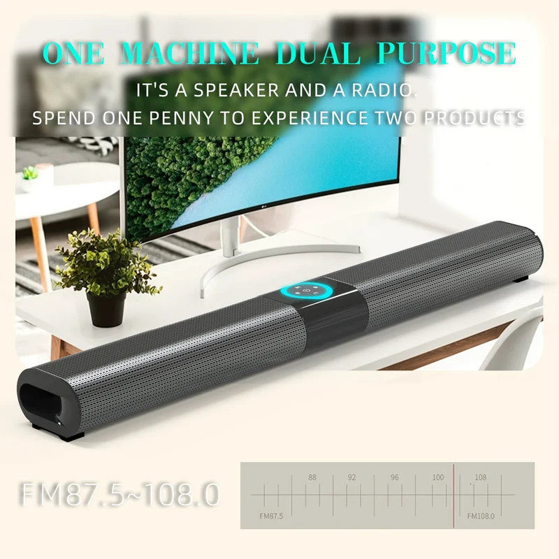 HOMEFISH BS-20 RGB Ambient Light Bluetooth Speaker 6 EQ Sound Effects 4 Speakers Supports TF, USB, AUX, RCA, Bluetooth, FM