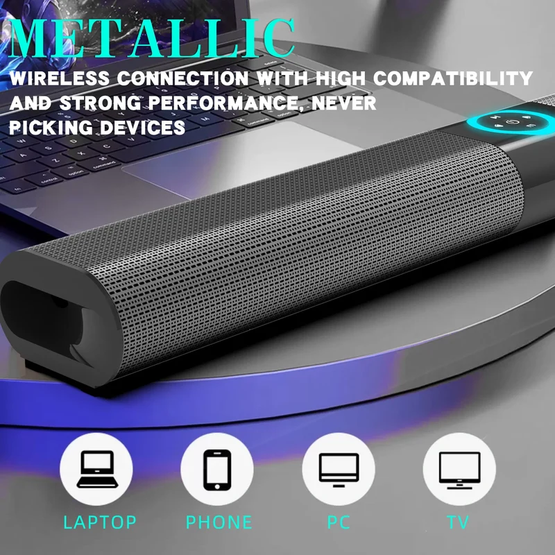 HOMEFISH BS-20 RGB Ambient Light Bluetooth Speaker 6 EQ Sound Effects 4 Speakers Supports TF, USB, AUX, RCA, Bluetooth, FM