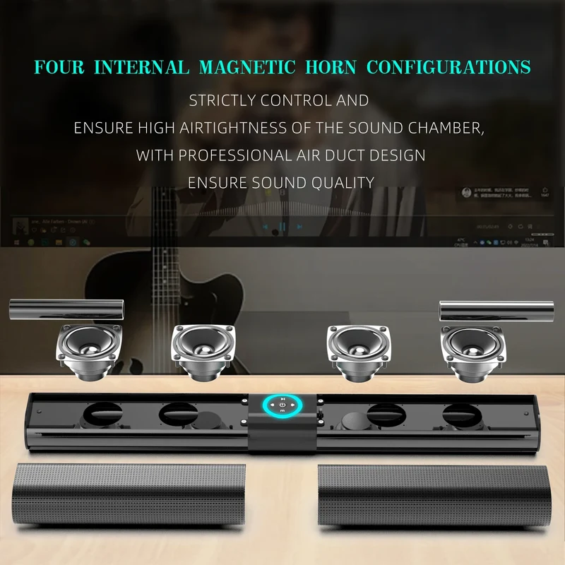 HOMEFISH BS-20 RGB Ambient Light Bluetooth Speaker 6 EQ Sound Effects 4 Speakers Supports TF, USB, AUX, RCA, Bluetooth, FM