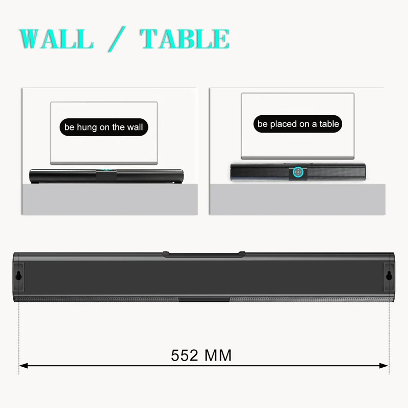 HOMEFISH BS-20 RGB Ambient Light Bluetooth Speaker 6 EQ Sound Effects 4 Speakers Supports TF, USB, AUX, RCA, Bluetooth, FM