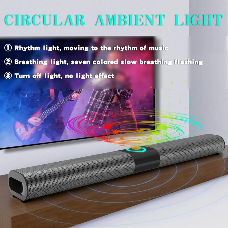 HOMEFISH BS-20 RGB Ambient Light Bluetooth Speaker 6 EQ Sound Effects 4 Speakers Supports TF, USB, AUX, RCA, Bluetooth, FM