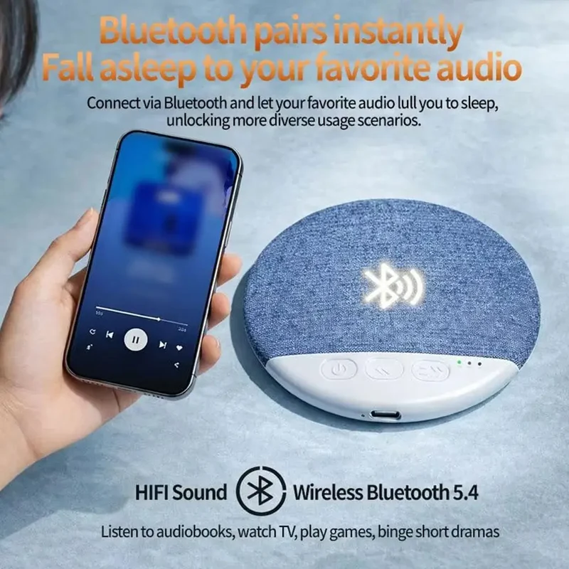Sleep Aid Pillow Speaker Bluetooth 5.4 Wireless Mini White Noise Speaker Adjustable Timers,Long-Lasting Battery for Deep Sleep