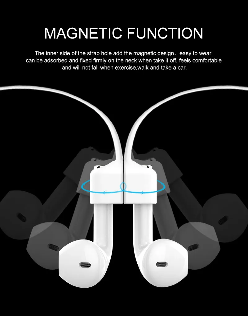 Silicone Wireless Bluetooth Headphone Neck Strap Cord String For AirPods Pro 1 2 3 Magnetic Anti-Lost Silicone Earphones Rope