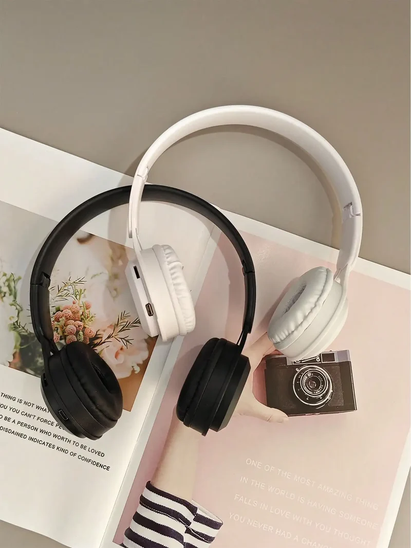 Y08 new style head-mounted wireless Bluetooth earphones, macaron color scheme, foldable, Bluetooth 5.3, long battery life, pink