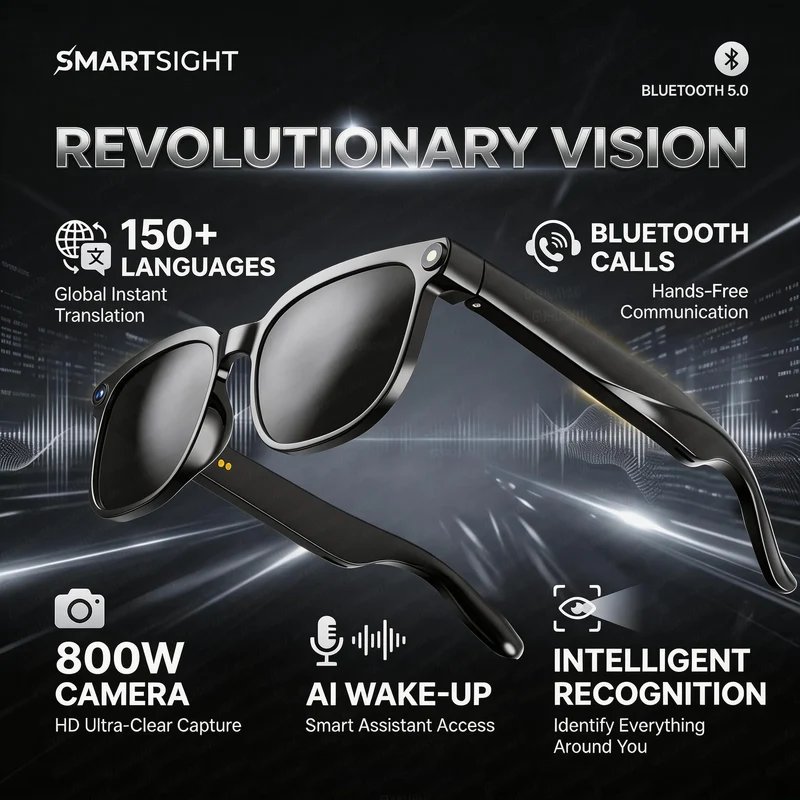 2026 4K 8MP Smart Glasses Men HD Camera 150+Language Translation ChatGPT WIFI Video Recording Bluetooth CallAudio Glasses Women