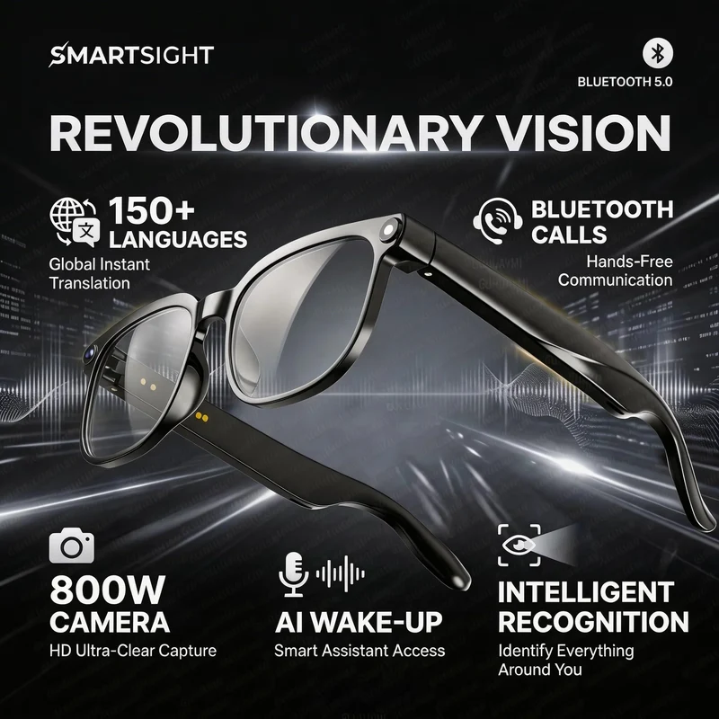 2026 4K 8MP Smart Glasses Men HD Camera 150+Language Translation ChatGPT WIFI Video Recording Bluetooth CallAudio Glasses Women