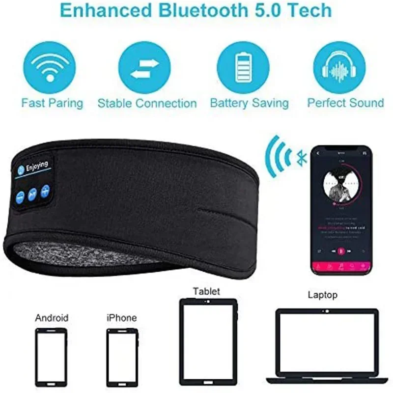 Wireless Bluetooth Earphone Sleeping Band Music Headphones Soft Elastic Comfortable Eye Mask Sleep Headset for Side Sleepers